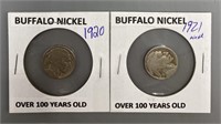 Two Buffalo Nickel Coins