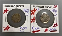 Two Buffalo Nickel Coins