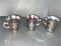 3 CARNIVAL GLASS CUPS