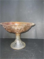 CARNIVAL GLASS STEMMED  CANDY DISH