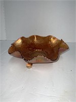 CARNIVAL GLASS FOOTED DISH