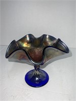 CARNIVAL GLASS STEMMED DISH