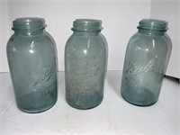 3 BLUE JARS