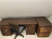 Key Hole Desk & Chair w/ Matching Filing Cabinet