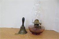 Oil Lamp & Brass Dinner Bell