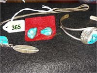 Steriing  Turquoise necklace, bracelet & earrings