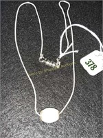 925 Italy coil necklace with barrel stone