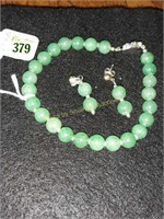 Jade bracelet and 2-stone earrings w/825mark