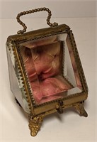 Antique Victorian Brass & Glass Watch Hutch