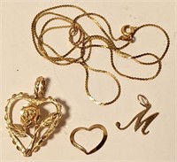 14k gold chain & charms