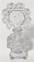 Antique Etched Clear Glass Perfume Bottle