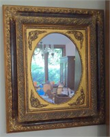 Ornate Gold painted wood framed wall mirror 25x21