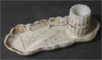 Victorian Milk Glass Cigar Ash Tray w/Match Holder
