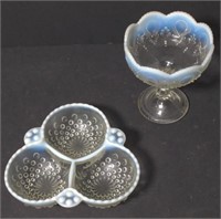 Pair of Victorian Opalescent Glass Bride's Basket