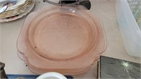 Pink Depression plates, 10" diameter