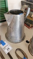 Antique tin pitcher, 9" tall