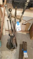Lot of brass fireplace tools and more