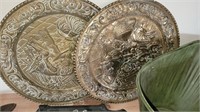 Vintage brass decorative disc,