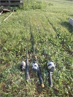 (3) Fishing Rods w/Reels - (2) Zebco Reells &