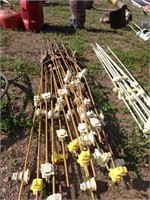 Pile of Metal Elec. Fence Posts w/Insulators