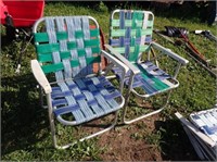 Pair of Metal Frame Folding Lawn Chairs