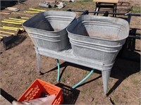 Dual Galvanized Wash Tubs w/Stand