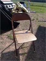 Antique Folding Chair w/Wooden Seat