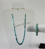 Chunky Turquoise Nugget Necklace & Bracelet