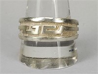 Sterling Silver Men's Greek key Engraved Ring