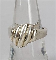 Sterling Silver Diagonal Ribbed Ring Size 7