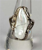SETA Sterling Silver Culture Pearl Ring Size 7