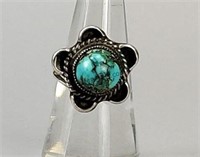 Vintage Native American Silver & Turquoise Ring