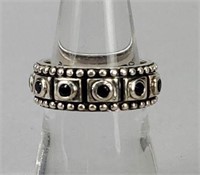 Sterling Silver and Onyx Band Ring Size 6 3/4