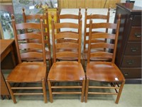 6 cherry plank seat chairs & drop leaf table