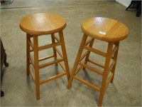 2 oak bar stools 26 1/2" high