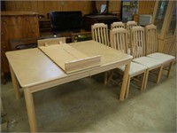 7 piece softwood table & 6 chairs