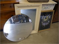 Vintage mirror 35"x24" & 28"or & oval mirror & pic