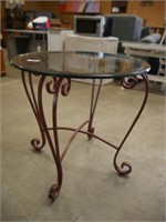 Glass top wrought iron table 29"x29"