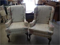 2- floral wing chairs