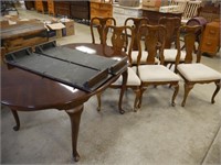 7 piece cherry finished table & chairs