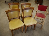 5 vinyl & wood chairs
