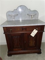 Victorian marble top walnut washstand