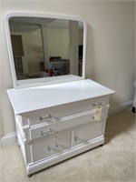 Painted 2 drawer chest w/ mirror (2 pcs)