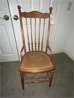 Late 19th century caned seat spindle back chair