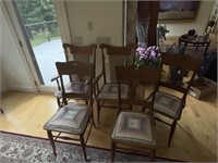 5 Victorian key hole oak chairs