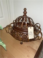 Large ornate iron footed open urn 18"x18"