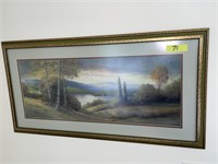 Antique artist signed chalk- Lake View
