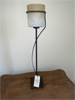 Cast metal retro style lamp w/ art glass shade 35"