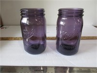 (2) Purple Quart Mason Jars