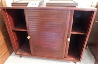 Two shelf record cabinet with sliding doors,